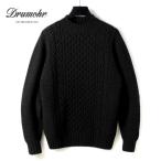 Drumohr / ドルモア スーパージーロンラムズウールミドルゲージシームレスモックネックアランニット(D4W125AR) （ブラック）