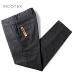 ショッピングイタリア INCOTEX SLACKS / インコテックス スラックス 製品染めコットンストレッチグレンチェック柄スリムテーパードパンツ(103型/TIGHT FIT) （グレー×ネイビー）