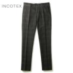 INCOTEX SLACKS / INCOTEX слаксы в клетку хлопок стрейч pi-chis gold тонкий конические брюки 100 type /SLIM FIT(17S100/40586) ( оливковый основа style )