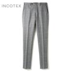 ショッピングfit INCOTEX / インコテックス ウールフランネルチェック柄スリムテーパードパンツ35型/SLIM FIT(1T0035/10152) （ブラック×ホワイト）