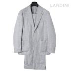 LARDINI / ラルディーニ製品洗いリネンチェック柄2Bスーツ(DYED)（グレー×ホワイト）