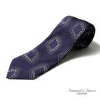 Seaward ＆ Stearn / シーワード＆スターン シルクジャカードスクエア柄ネクタイ （ネイビー×シルバー）