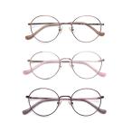 メガネ屋さんが選んだコスパ高メガネ WB-3305 ラウンド 眼鏡 軽い 度入りレンズ付き+日本製メガネ拭き+布ケース付 度付き フルリム メタル Lune-0105 2023