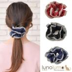 メール便送料無料 ギンガムチェックの縁取りシュシュ ヘアー H