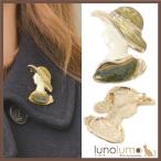 Yahoo! Yahoo!ショッピング(ヤフー ショッピング)メール便送料無料 ブローチ レディース 女性 横顔 シルエット帽子 ハット メタル ゴールド アンティーク レトロ B