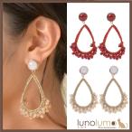 Yahoo! Yahoo!ショッピング(ヤフー ショッピング)メール便送料無料 イヤリング レディース トレンド お洒落 エスニック 大ぶり ビーズ編み 赤 ベージュ E