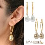 Yahoo! Yahoo!ショッピング(ヤフー ショッピング)メール便送料無料 日本製 イヤリング フープイヤリング レディース パール バロックパール 白 ゴールド 揺れる E