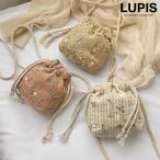 巾着バッグ レディース ミニバッグ ストローバッグ ポシェット チュール ボタニカル フラワー ルピス lupis