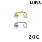 ボディピアス サーキュラーバーベル 20G シンプル ストーン サージカルステンレス ゴールド シルバー 軟骨ピアス トラガス ヘリックス ルピス lupis