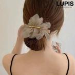 バレッタ ヘアアクセサリー シフォン メタル ギャザー ふわふわ 上品 華やか ガーリー シンプル 大人 お呼ばれ 韓国 40代 ルピス lupis