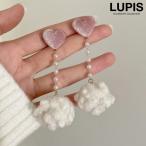  серьги женский pompon мех велюр Heart жемчуг цепь длинный покачивающийся пудель мех осень-зима ga- Lee зажим тип Корея Корея ..lupisrupis