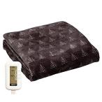 広電(KODEN) 電気毛布 掛け 敷き 188×130cm フランネル グレイ ツリー柄 洗える ダニ退治 室温センサー スライド温度調節 VWB