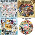 ショッピングステッカー ビザ スタンプ ステッカー 60枚セット PVC 防水 シール 全4種類 VISA 海外旅行 世界一周 トラベル 観光都市 世界遺産 記念碑 スーツケース