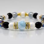 Yahoo! Yahoo!ショッピング(ヤフー ショッピング)オリジナル デザイン ブレスレット ラリマー 北投石 クラック水晶 オニキスミラーカット ブルーオーラ パワーストーン 天然石