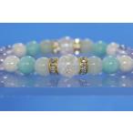 オリジナル デザイン ブレスレット オーラクラッククォーツ 北投石 アマゾナイト ミルキーラベンダーアメジスト ラベンダーオーラアメジスト