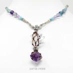 フローライトクォーツクラスターターコイズアマゾナイトハンドメイドマクラメネ...