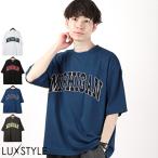 Tシャツ メンズ 半袖 ビッグシルエット カレッジ ロゴ ワッペン ルーズ ストリート