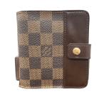 極美品 LOUIS VUITTON ルイ・ヴィトン コンパクトジップ ダミエエベヌ 二つ折り財布 N61668 PVC ブラウン レディース Aランク 中古 鑑定済