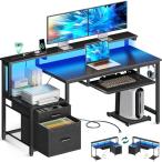 AODK パソコンデスク ゲーミングデスク 引き出し&キーボードスライダー付き 幅140cm 机 pcデスク computer desk ?子