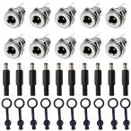 Youmile 10個 DC-099 DC電源ジャックソケット 5.5x2.1mm 30V 5A メスパネルマウントコネクタアダプタ、10個防水