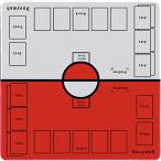 Dnoymab フルサイズ プレイマット カードゲーム ラバー プレイマット 2人用 滑り止め 収納バッグ き 60×60cm 2mm 赤/白