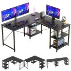 ショッピングコーナー Bestier ゲーミングデスク 幅150cm l字デスク パソコンデスク L字型 pc オフィス デスク 机 コーナーデスク ラック付き 収納
