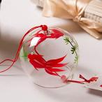 風鈴 ガラス 風鈴 ウィンドチャイム 夏の風物詩 赤い金魚 可愛い 装飾