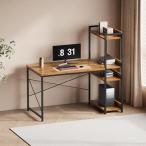 ショッピングpcデスク YeTom パソコンデスク 机 pcデスク 右棚左棚 幅100cm ラック付きデスク 勉強机 ワークデスク 本棚付き オフィスデスク ビンテージ
