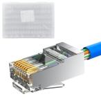 MOGOOD Cat 6A RJ45 モジュラープラグ 100個、シールド（STP）外部接地コネクタ、ソリッドまたはツイストS/FTPイーサネッ
