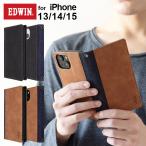 ショッピングiphone13 ケース iPhone15 ケース 手帳型 EDWIN エドウイン デニム PUレザー iphone14 ケース ブランド iphone13 ケース カード 収納 edwin エドウイン PUレザー キャメル