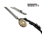 VIVIFY ビビファイ ネックレス メンズ Crow Medal Necklace 革紐 ブラックメッキチェーン VFN-198
