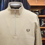 ショッピングフレッドペリー FREDPERRY (フレッドペリー) Half Zip Sweatshirt M3574 50A WARM OAT / COURT GREEN / BURNT TOBACCO