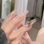 ネイルチップ ロング ネイルチップ バレリーナ ジェルネイル チップ 付け爪 つけ爪 ブライダル 可愛い 韓国 簡単 ハート ラメ 成人式 日常 ジェルネイルチップ