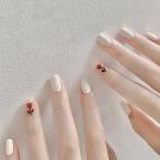 ネイルチップ ショート オーバル 白 ホワイト 韓国 可愛い 花 チューリップ ベリーショート ネイルチップ ショートワンカラー 小さい ちび爪 日常 付け爪