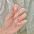 ネイルチップ 透明 ロング バレリーナ 韓国 成人式 可愛い 花 花柄 貼るだけ 大人かわいい 薔薇 バラ 上品 結婚式 ウェディング ブライダル 日常 付け爪