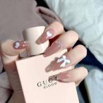 ネイルチップ 韓国 成人式 可愛い ピンク ピンクベージュ バレリーナ 貼るだけ 大人かわいい 量産型 ハート リボン スクエア うるつや ちゅるん 日常 付け爪