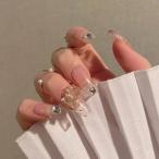 ネイルチップ 囲みライン 蝶 お呼ばれ ロング ネイルチップ 韓国 成人式 ブライダル ウェディング 結婚式 可愛い キラキラ 3D バレリーナ 付け爪 日常 ピンク
