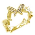 ピンキーリング ダイヤモンド リング ゴールドk18 蝶 バタフライ K18yg ダイヤ 0.12ct