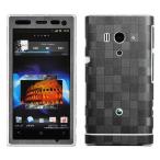 Xperia acro HD SO-03D 専用 デコ シート decotto 外面セット 【スクエアダークグレー柄】