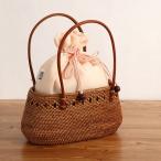 Yahoo! Yahoo!ショッピング(ヤフー ショッピング)巾着 カゴバッグ 「撫松庵」夏バッグ  ドットポイントアタバッグ（ウスピンク 106-378-002-50）  サーモンピンク 茶 かごバッグ 籠バッグ サマーバッグ BASKET