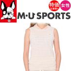 【当店在庫商品】 MU スポーツ ミエコウエサコ ゴルフ ノースリーブ モックネックシャツ ギンガムチェック ベージュ サッカー素材 レディース エムユー701H3048