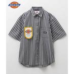 Dickies ディッキーズ シャツ メンズ 半袖 綿混 ストライプ カジュアルシャツ ワークシャツ トップス