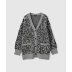 ニット カーディガン レディース シャギー ゆったり レオパード柄 ヒョウ柄 Vネック 羽織り トップス