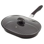 パール金属 グリルファン ふっ素加工 ガラス蓋付 IH対応 ワイドパン HB-4539