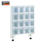 工場用保管設備 小型パーツケース ＴＲＵＳＣＯ　卓上用クリアポケットスタンドセット　ＣＰＢ－４Ｘ４段　固定金具付　  (CPB-4SK)