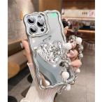 iPhone ウェーブ ハート ストーン ストラップ かわいい iphone スマホケース アイフォン iphone12ケース iphone13ケース iphone14ケース iphone15ケース