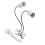 電球ソケット スイッチ付き デスクライト 電球 卓上スタンド LED 植物育成ライト用 クリップ e26 2灯式 角度調整可能 360度回転できる 爬