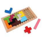 LanYo 知育玩具 パズルゲーム 木製のおもちゃテトリ 積み木 型はめ テトリス おもちゃ 教育 形合わせ