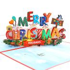 Kesote クリスマスカード 音楽付き メロディー付き 光る 立体 ポップアップカード グリーティングカード お祝いカード メッセージカード サンタ