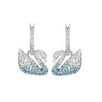 Swarovski スワロフスキー Iconic Swan ブルークリスタル とシルバーロジウム・コーティング ピアス 2 cm